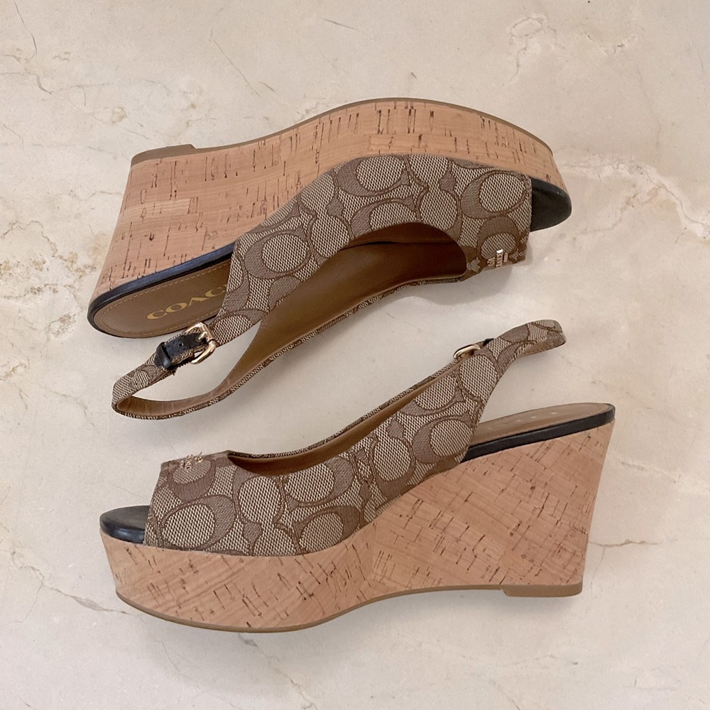 Coach Wedges - Tan, Size 8